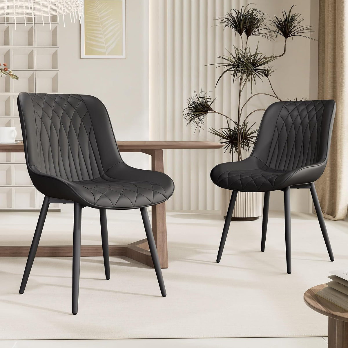 YOUNIKE Dining Chairs Set of 2 Kitchen & Dining Room Chairs Modern Black